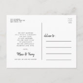 たった今結婚しましたモダンタイポグラフィ結婚の写真 ポストカード (裏面)