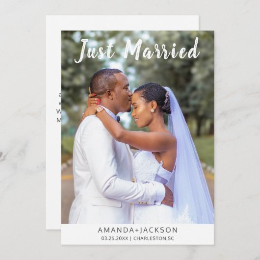 たった今結婚しましたモダンフォト結婚ズ 案内状 (正面/裏面)