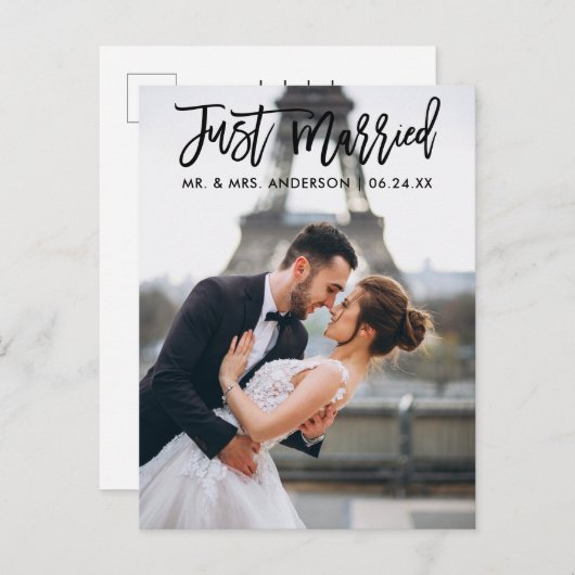 たった今結婚しましたモダンブラシス結婚クリプトの写真 ポストカード (正面/裏面)