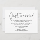 たった今結婚しましたモダンミニマル発表 招待状 (正面)