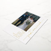 たった今結婚しましたモダン披露宴のみ2写真金ゴールド 箔招待状 (回転した状態)