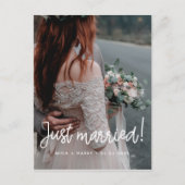 たった今結婚しましたモダン書結婚の写真 ポストカード (正面)