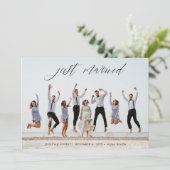 たった今結婚しましたモダン書道写真結婚の 案内状 (スタンド正面)