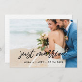 たった今結婚しましたモダン発表写真カード 案内状 (正面/裏面)