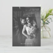 たった今結婚しましたモノクロ写真のお知らせ 招待状 (スタンド正面)