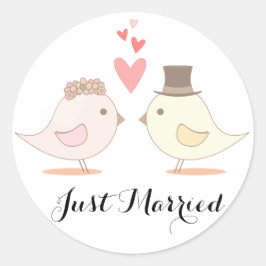 たった今結婚しましたラブバードピンク結婚の発表 ラウンドシール