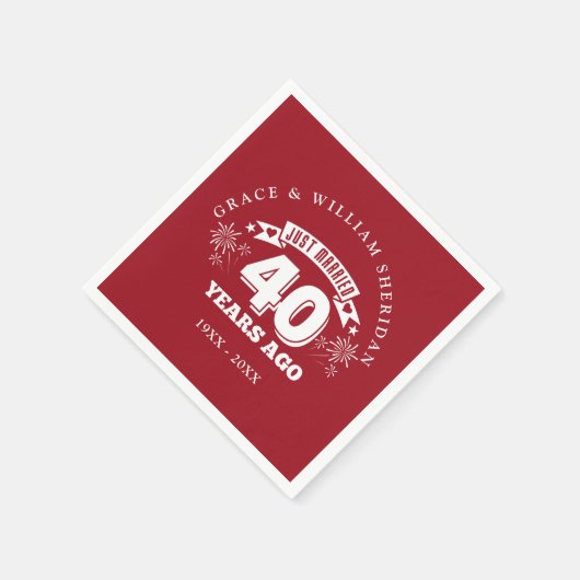 たった今結婚しましたルビー40結婚周年記念 スタンダードカクテルナプキン (角)