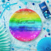 たった今結婚しましたレインボーカラーズ ペーパープレート (パーティー)