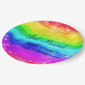 たった今結婚しましたレインボーカラーズ ペーパープレート (アングル)