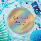 たった今結婚しましたレインボーカラー抽象芸術 ペーパープレート (パーティー)