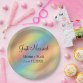 たった今結婚しましたレインボーカラー抽象芸術 ペーパープレート (パーティー)