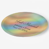 たった今結婚しましたレインボーカラー抽象芸術 ペーパープレート (アングル)