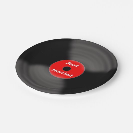 たった今結婚しましたレコード紙プレート ペーパープレート (アングル)