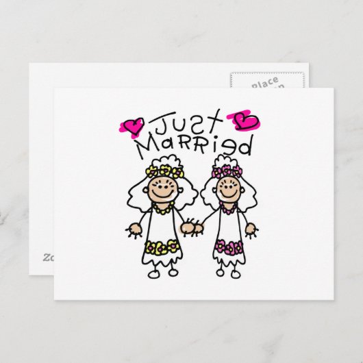 たった今結婚しましたレズビアン 案内ポストカード (正面/裏面)