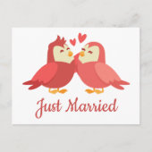 たった今結婚しましたレッド·バーガンディ·ラブバ結婚ードズ 案内ポストカード (正面)