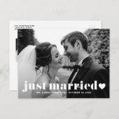 たった今結婚しましたレトロはっきりしたタイポグラフィフォトオーバーレイ ポストカード (正面/裏面)