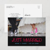 たった今結婚しましたレトロ80sネオン結婚ライト ポストカード (正面/裏面)