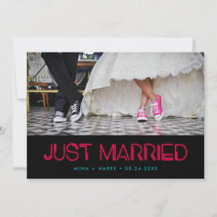 たった今結婚しましたレトロ80sネオン結婚ライト 案内状
