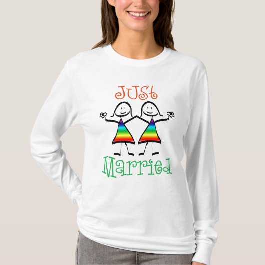 たった今結婚しましたレ結婚ズビアンTシャツ Tシャツ (正面)