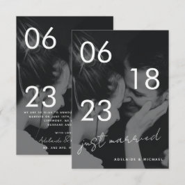 たった今結婚しましたロマンチックエレガントなウェディングフォトカード 案内状