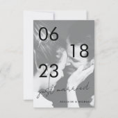 たった今結婚しましたロマンチックエレガントなウェディングフォトカード 案内状 (正面)