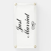 たった今結婚しましたヴィンテージウェディングカーサインバナー 横断幕 (縦)