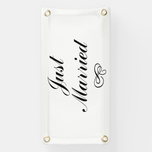 たった今結婚しましたヴィンテージウェディングカーサインバナー 横断幕 (縦)