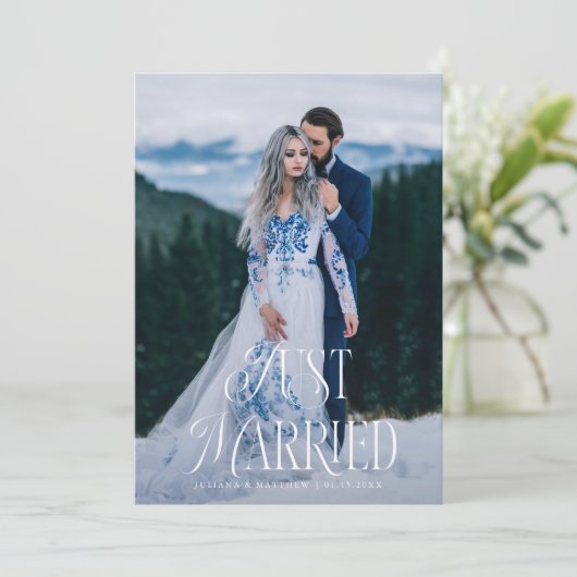 たった今結婚しましたヴィンテージエレガンス結婚の写真 案内状 (スタンド正面)