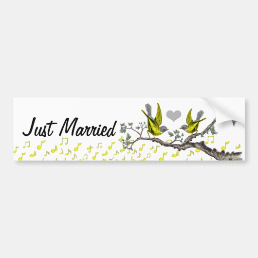 たった今結婚しましたヴィンテージバードバンパーステッカー バンパーステッカー (正面)