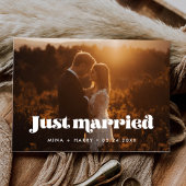 たった今結婚しましたヴィンテージレトロスクリプト写真 ポストカード