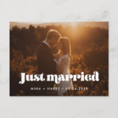 たった今結婚しましたヴィンテージレトロスクリプト写真 ポストカード (正面)