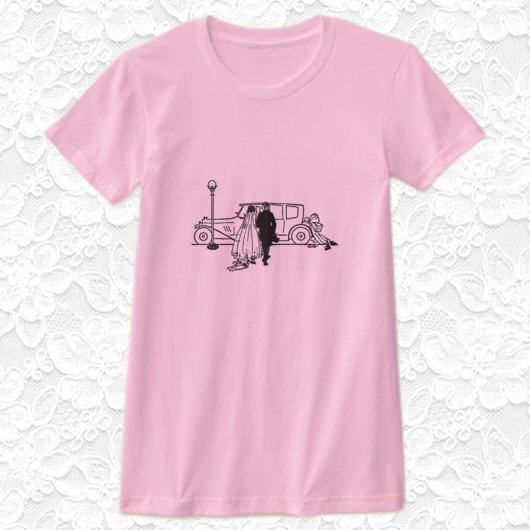 たった今結婚しましたヴィンテージ新郎新婦 Tシャツ