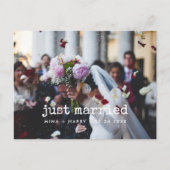 たった今結婚しましたヴィンテージ結婚タイプライターの写真 ポストカード (正面)