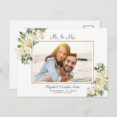 たった今結婚しました写真の取り出しフローラエレガントバラ インビテーションポストカード (正面/裏面)