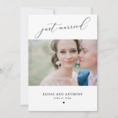たった今結婚しました写真の取り出し案内カード 案内状 (正面)
