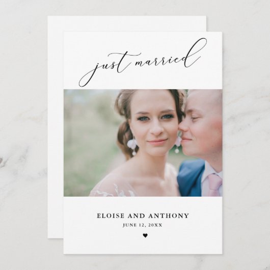 たった今結婚しました写真の取り出し案内カード 案内状 (正面/裏面)