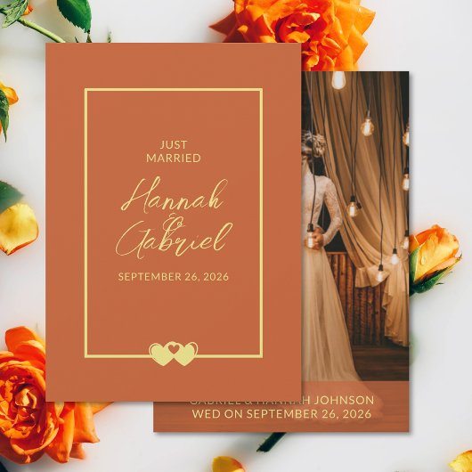 たった今結婚しました写真の結婚アナウンスメントカードの追加 案内状