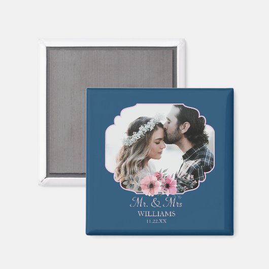 たった今結婚しました写真ポートレート結婚記念日 マグネット (正面/裏面)