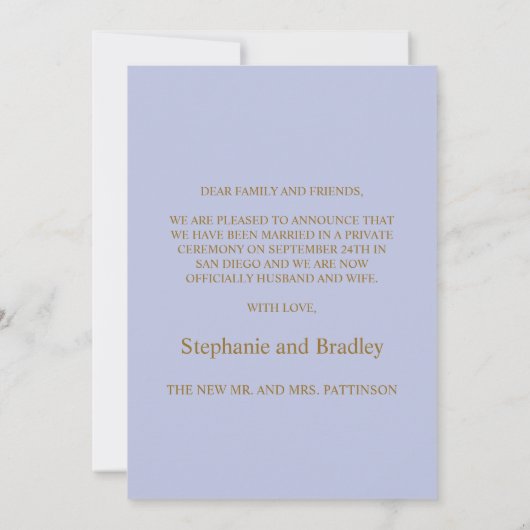 たった今結婚しました写真結婚の発表カード 招待状 (裏面)