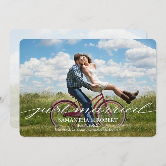 たった今結婚しました写真結婚発表招待状 招待状 (正面/裏面)