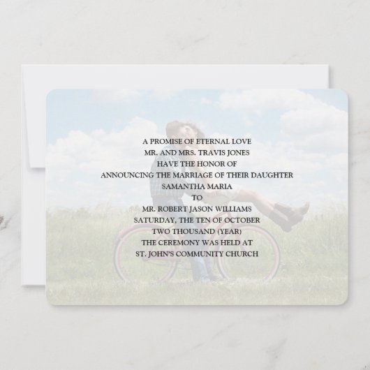 たった今結婚しました写真結婚発表招待状 招待状 (裏面)