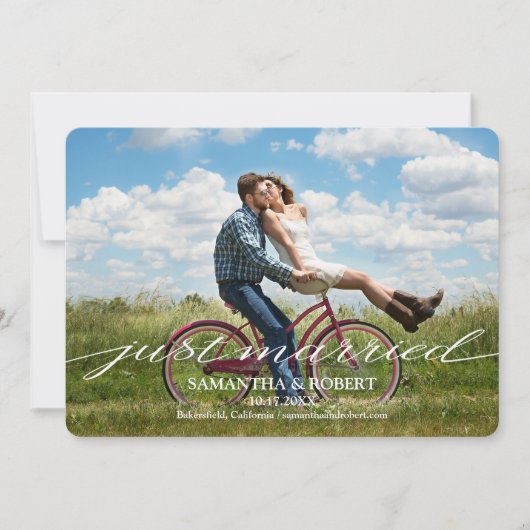 たった今結婚しました写真結婚発表招待状 招待状 (正面)