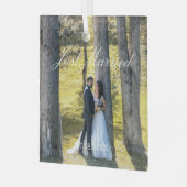 たった今結婚しました写真 ガラスオーナメント (正面左)