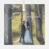 たった今結婚しました写真 ガラスオーナメント (正面)