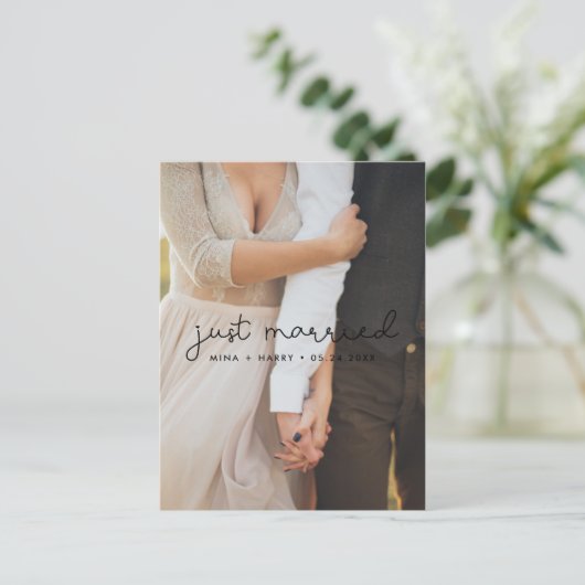 たった今結婚しました可愛い結婚脚本の写真 ポストカード (スタンド正面)