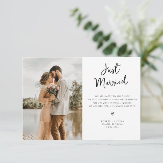 たった今結婚しました台本結婚写真の発表 サンキューカード (スタンド正面)