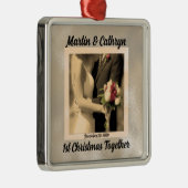 たった今結婚しました名と年1のクリスマス メタルオーナメント (右)