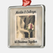 たった今結婚しました名と年1のクリスマス メタルオーナメント (左)