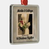 たった今結婚しました名と年1のクリスマス メタルオーナメント (右)