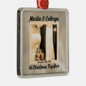 たった今結婚しました名と年1のクリスマス メタルオーナメント (右)